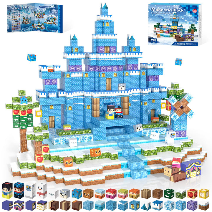 Magnetische Bausteine 200 PCS, Magnetbausteine Kinder ab 3 Jahre, Magnetic Building Blocks für Junge