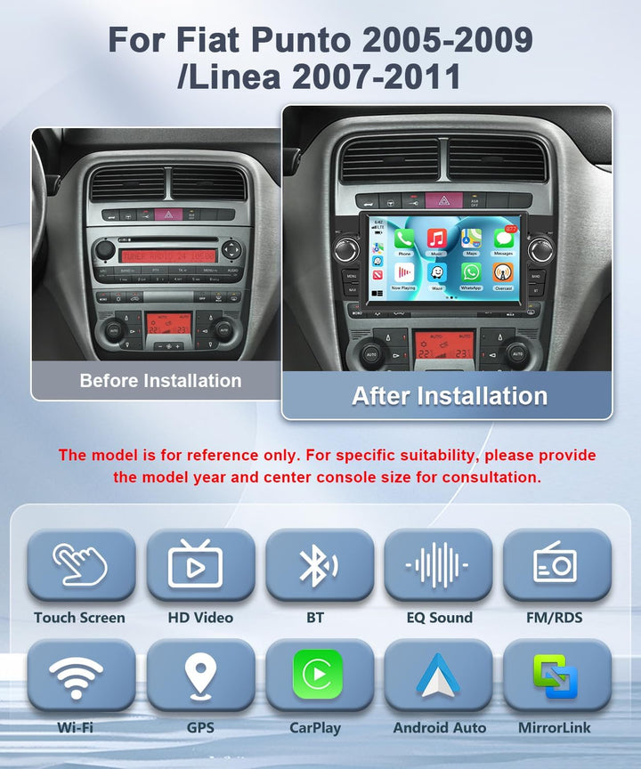 4GB+64GB Autoradio für FIAT Grande Punto 05-09 /Linea 07-11 mit Wireless Carplay Android Auto, Car S