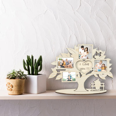 Pekiedo Bilderrahmen Lebensbaum aus Holz, Mehrfach-Bilderrahmen Love You, Geschenkidee für Freundin,