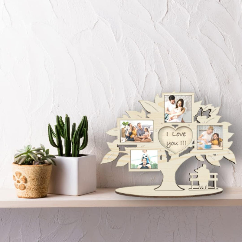 Pekiedo Bilderrahmen Lebensbaum aus Holz, Mehrfach-Bilderrahmen Love You, Geschenkidee für Freundin,