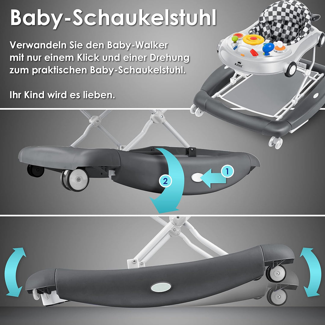KIDIZ® 4in1 Lauflernhilfe Babywalker Spiel- und Lauflernwagen Gehfrei - Schaukelfunktion Babywippe m