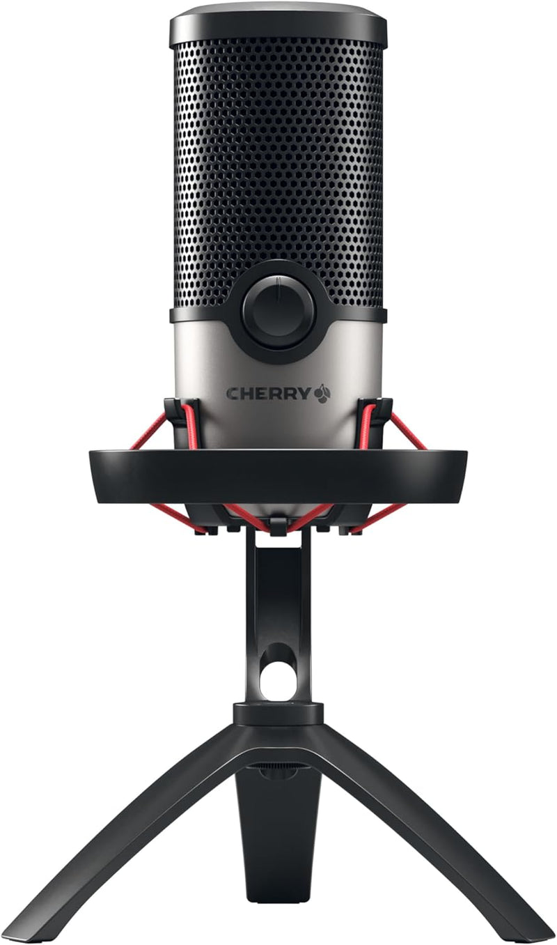 CHERRY UM 6.0 Advanced, USB-Mikrofon für Streaming, Podcast, Home-Office, Shock Mount, Touch Mute, 2