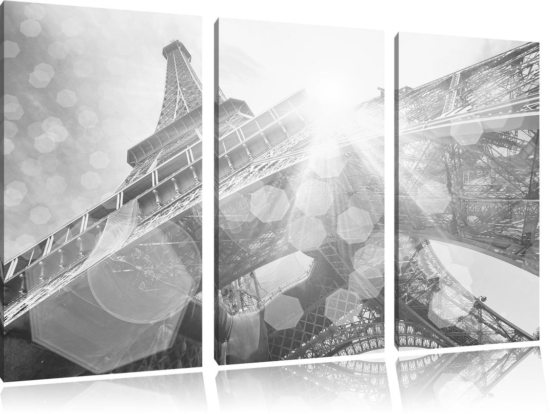 Pixxprint Eiffelturm im Sonnenschein als Leinwandbild 3 teilig/Grösse: 3 Teilig (120x80) / Wandbild/