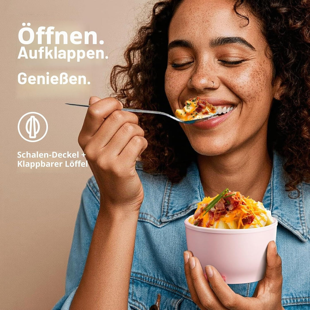 Thermobehälter für Essen 530ml, Edelstahl Thermobecher für Essen Warmhaltebehälter mit Löffel, Ausla