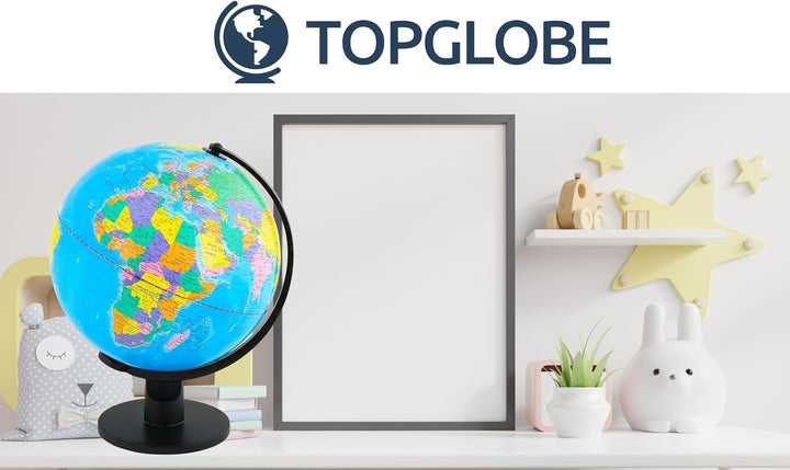 TOPGLOBE 30cm Globus Weltkugel pädagogische Politische Karte - Englischer Sprache, 30cm