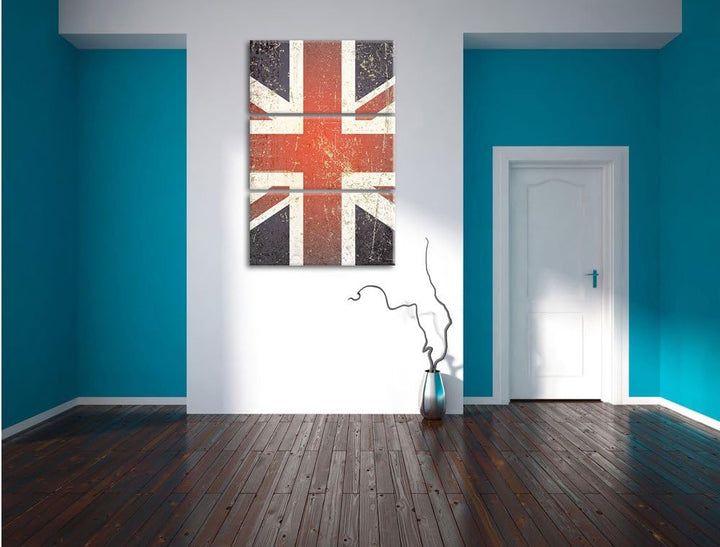 Pixxprint British Union Jack schwarz/weiss als Leinwandbild/Grösse: 3 Teilig (120x80 cm) cm/Wandbild