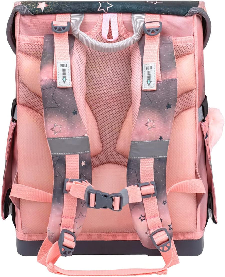 Belmil ergonomischer Schulranzen Set 4 -teilig für Mädchen 1-4 Klasse Grundschule/ Brustgurt / Magne