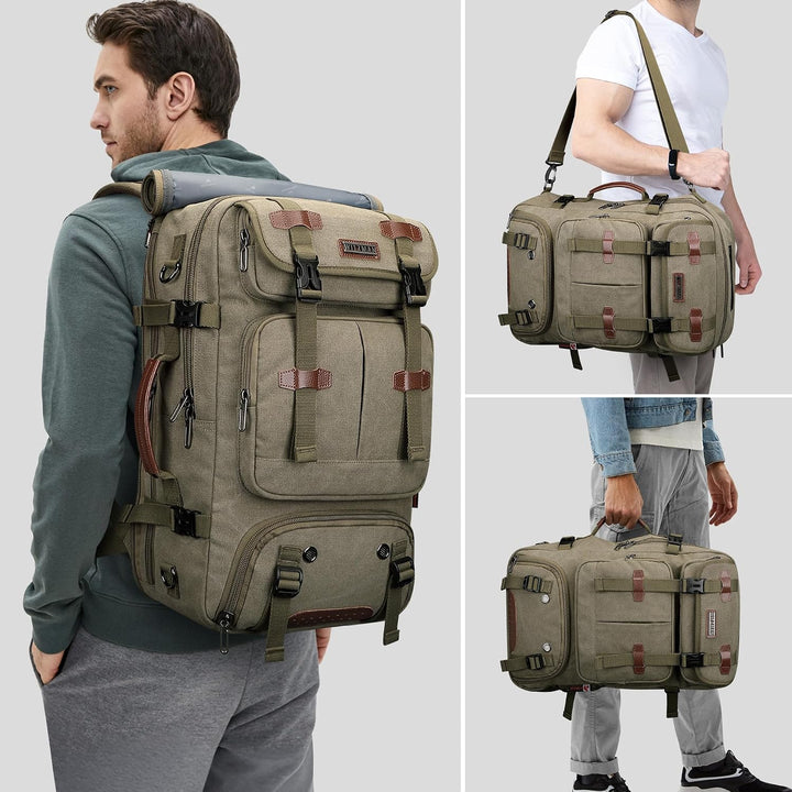 WITZMAN Reiserucksack Herren Gross 40L Canvas Vintage 3 in 1 Rucksack Fit 16 Zoll Laptop Rucksack fü