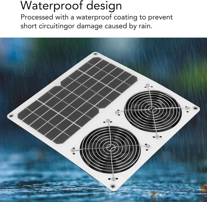 Solar-Doppellüfter-Kit, 100 W Solarbetriebener Ventilator Wasserdicht Solarbetriebener Ventilator So