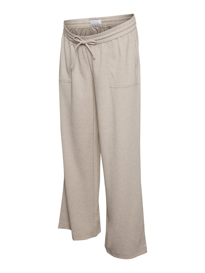 MAMALICIOUS Damen Mlmalin JRS. Straight Pant Umstandshose XS Oatmeal/Detail:melange, XS Oatmeal/Deta
