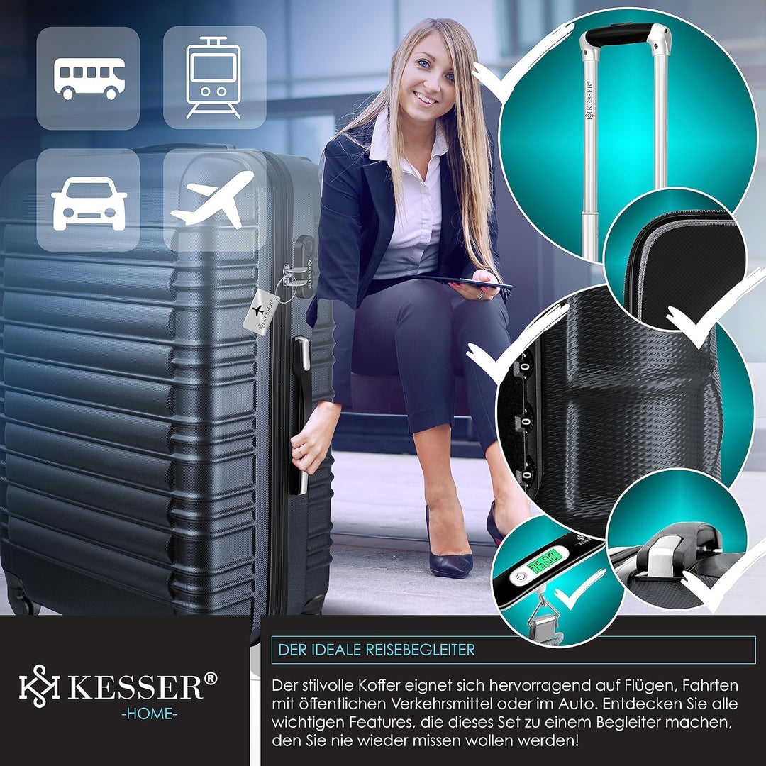 KESSER® Reisekoffer Hartschalen-Koffer Inkl. Kofferwaage + Gepäckanhänger Trolley Gepäck Rollkoffer