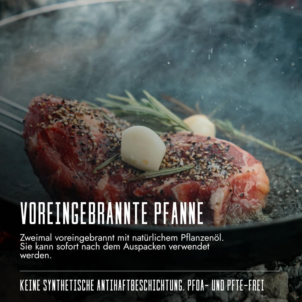 SKOTTSBERG Schmorpfanne 31.5 cm Gusseisen-Bräter Schmortopf mit Deckel, Backofen -& Induktionsgeeign