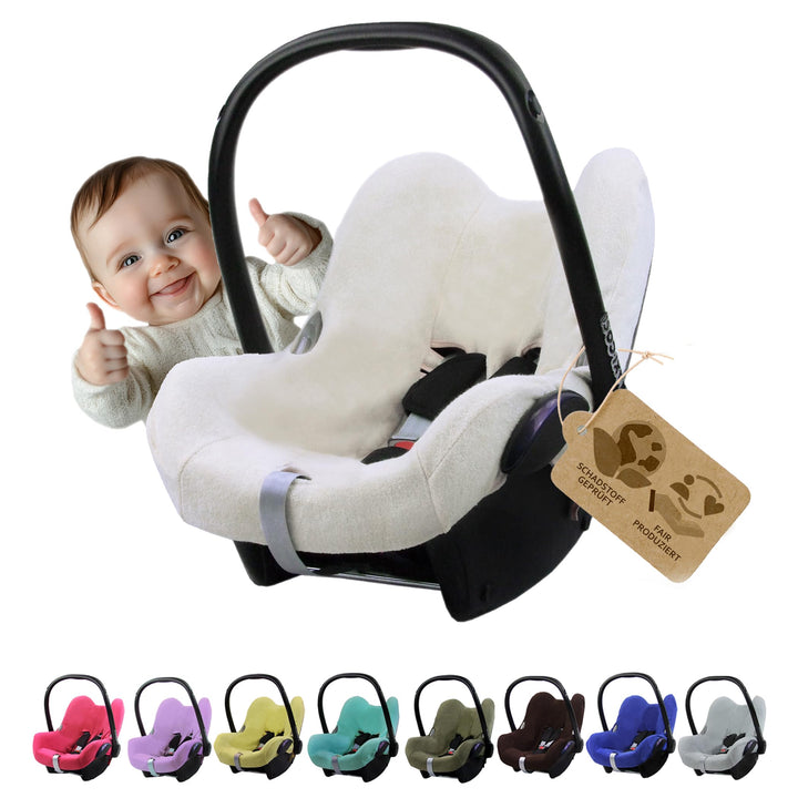 Frottee Sommerbezug [Schonbezug für Babyschale] Autositz kompatibel mit Maxi Cosi Cabrio Fix + GRATI