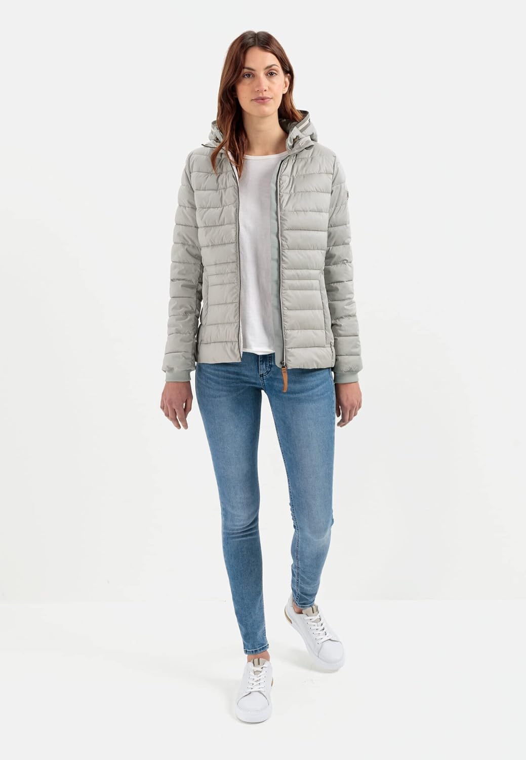 camel active Damen Steppjacke mit Abnehmbarer Kapuze 38 Grau, 38 Grau