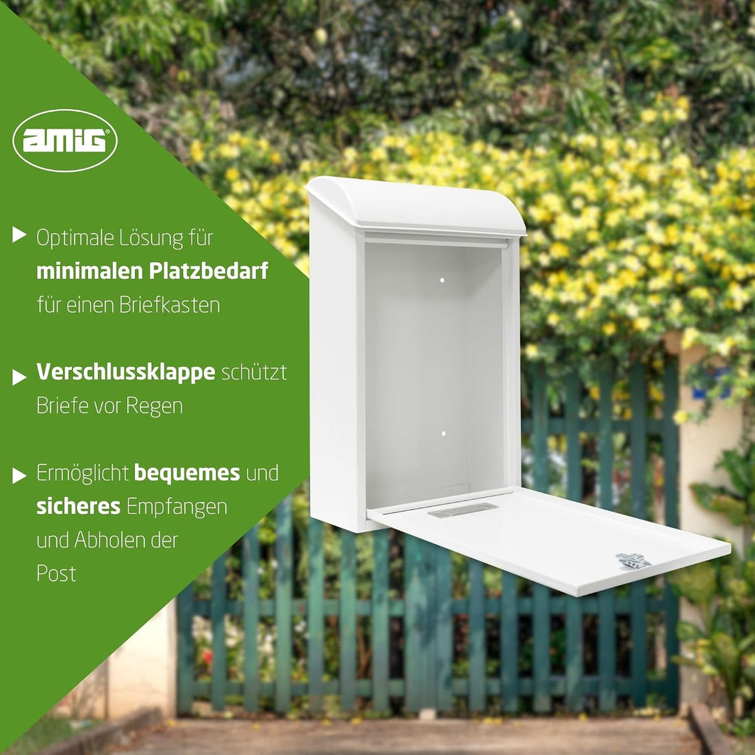 Amig - Aussenbriefkasten, Briefkasten für den Aussenbereich | Briefkasten für Wände, Mauern oder Tür