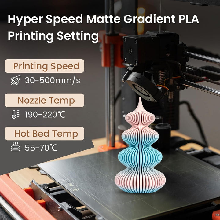 ERYONE Matte PLA 3D Drucker Filament 1.75mm, Matte Gradient Rainbow PLA, Massgenauigkeit +/- 0.03 mm