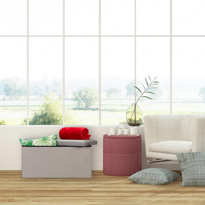 Relaxdays, faltbar, Flur, Schlafzimmer, HBT 37,5 x 76,5 x 38,5 cm, grau, Sitzbank mit Stauraum Kunst