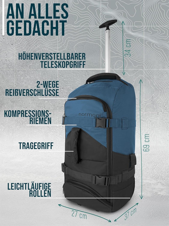 normani Backpacker Reisetaschen-Rucksack mit Trolleyfunktion - Trolley mit Frontloader Funktion und