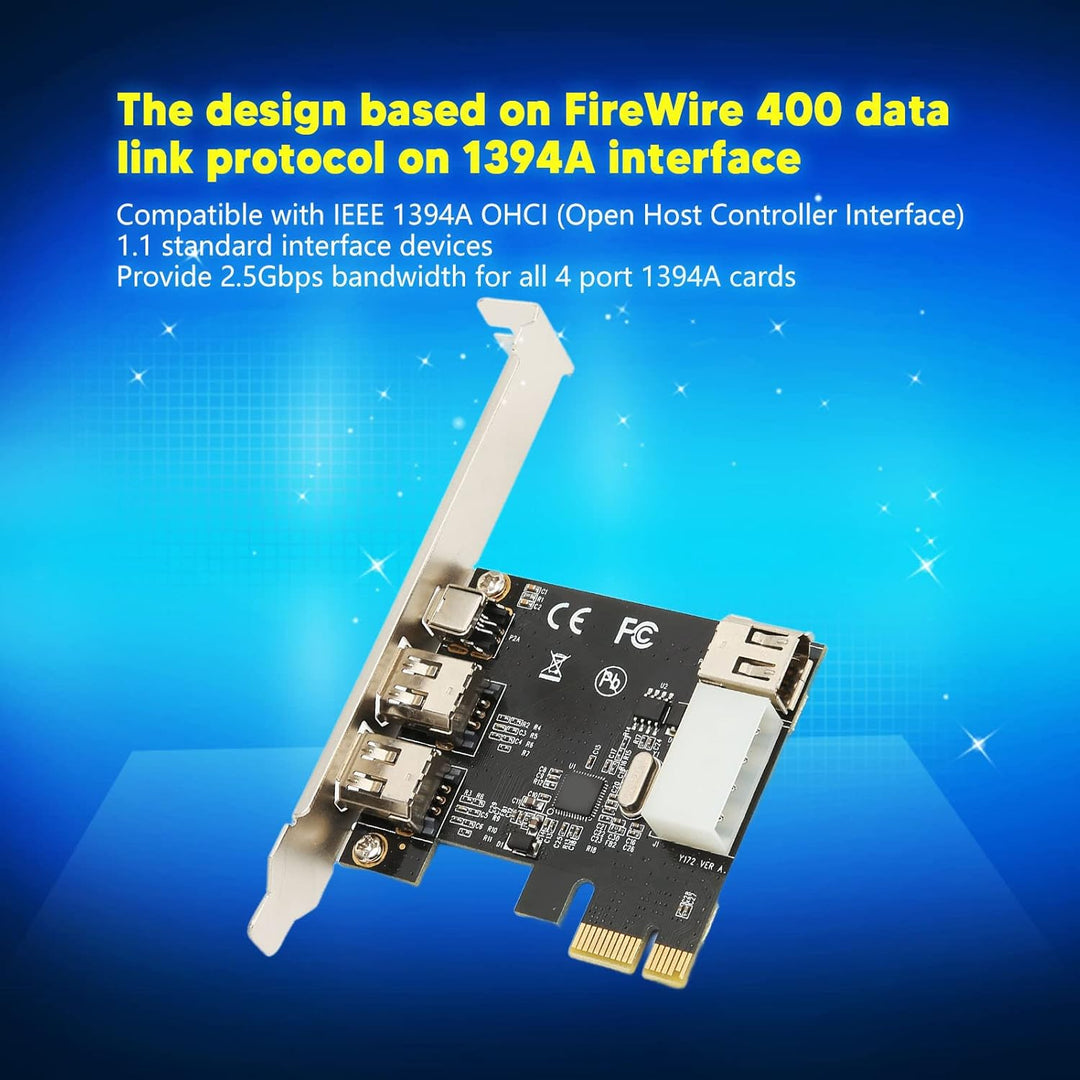 2,5 Gbit/s Hochgeschwindigkeits PCIE 1X auf 1394A Firewire Karte, IEEE 1394 PCI Express Controller 4