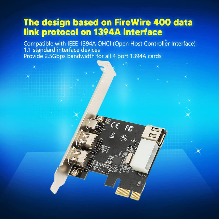 2,5 Gbit/s Hochgeschwindigkeits PCIE 1X auf 1394A Firewire Karte, IEEE 1394 PCI Express Controller 4