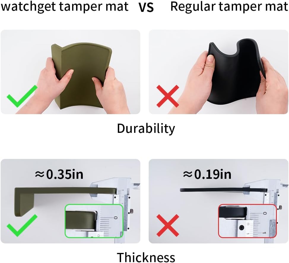 watchget Espresso-Tamping-Matte, Kaffee-Tampermatte, olivfarbenes Silikon, lebensmittelechtes Pad, 2