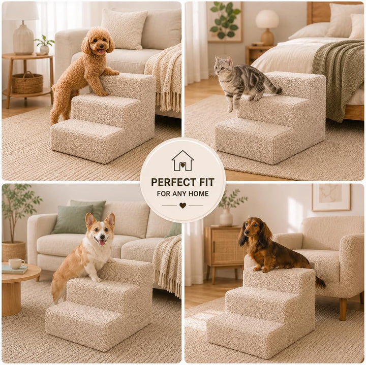 Muralo Hundetreppe 3 Stufen 30 cm, rutschfest, Wasserabweisend - Schwarz | Haustiertreppe für Kleine