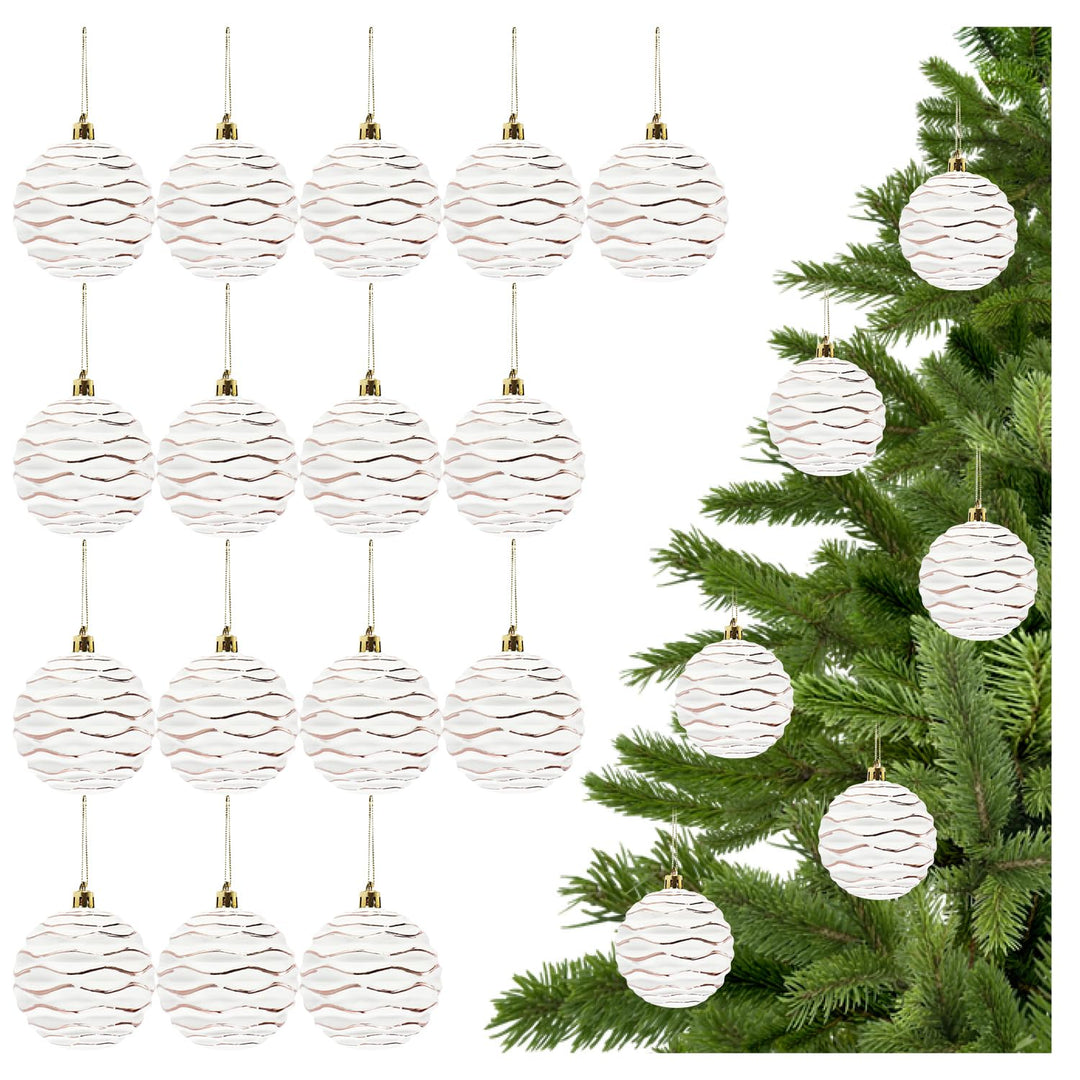 com-four® 16x Weihnachtskugeln, Christbaumkugeln bruchsicher aus Kunststoff für Weihnachten, Baumsch