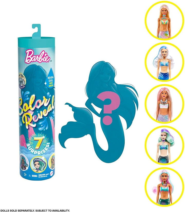 Barbie GTP43 - Color Reveal Puppe mit Enthüllungseffekt mit 1 Überraschungspuppe und 7 weiteren Über