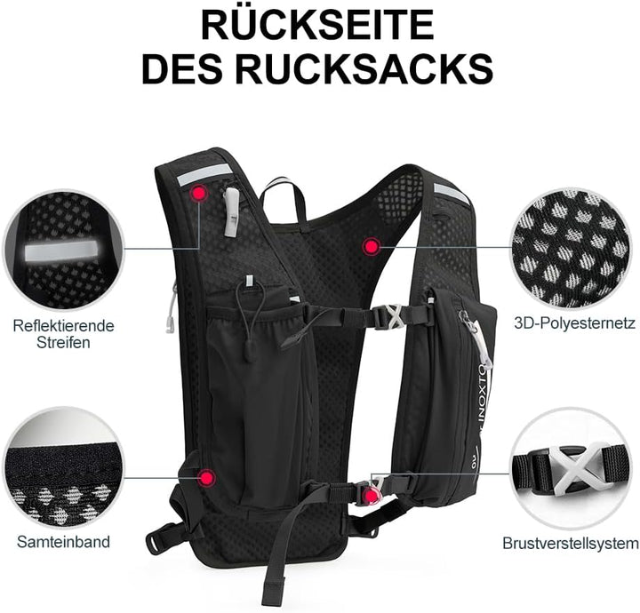 INOXTO Laufrucksack, 5L Leichter Trinkbeutel, geeignet für Outdoor-Wandern, Radwettbewerb, Bergsteig