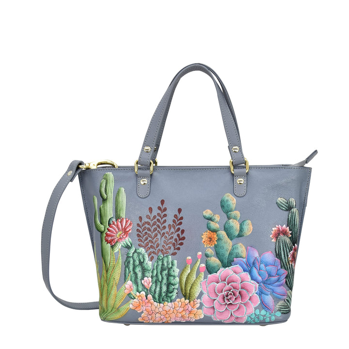 Anuschka Women's Echtleder Medium Tote - Handbemalte Handwerkskunst Desert Garden, Desert Garden