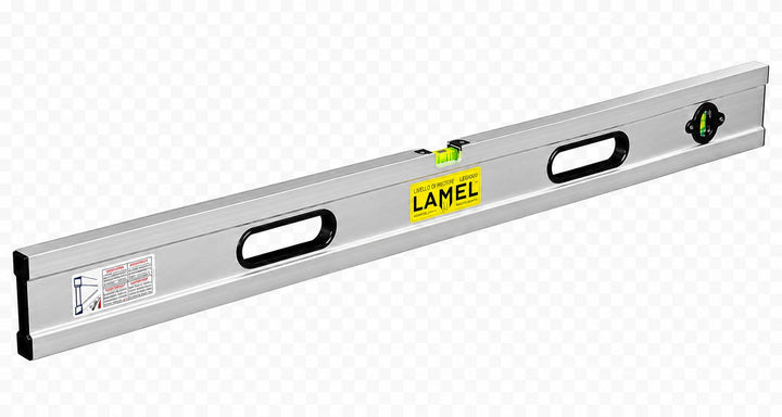 LAMEL Richtlatte 100 cm, mit Libellen und Griffen, eloxiertem Aluminium, verstärktes Profil, zum Ver