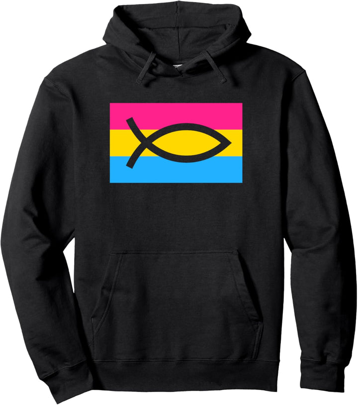 Christian Ally Jesus Fish Pansexual Pride Flag Aesthetic Pullover Hoodie