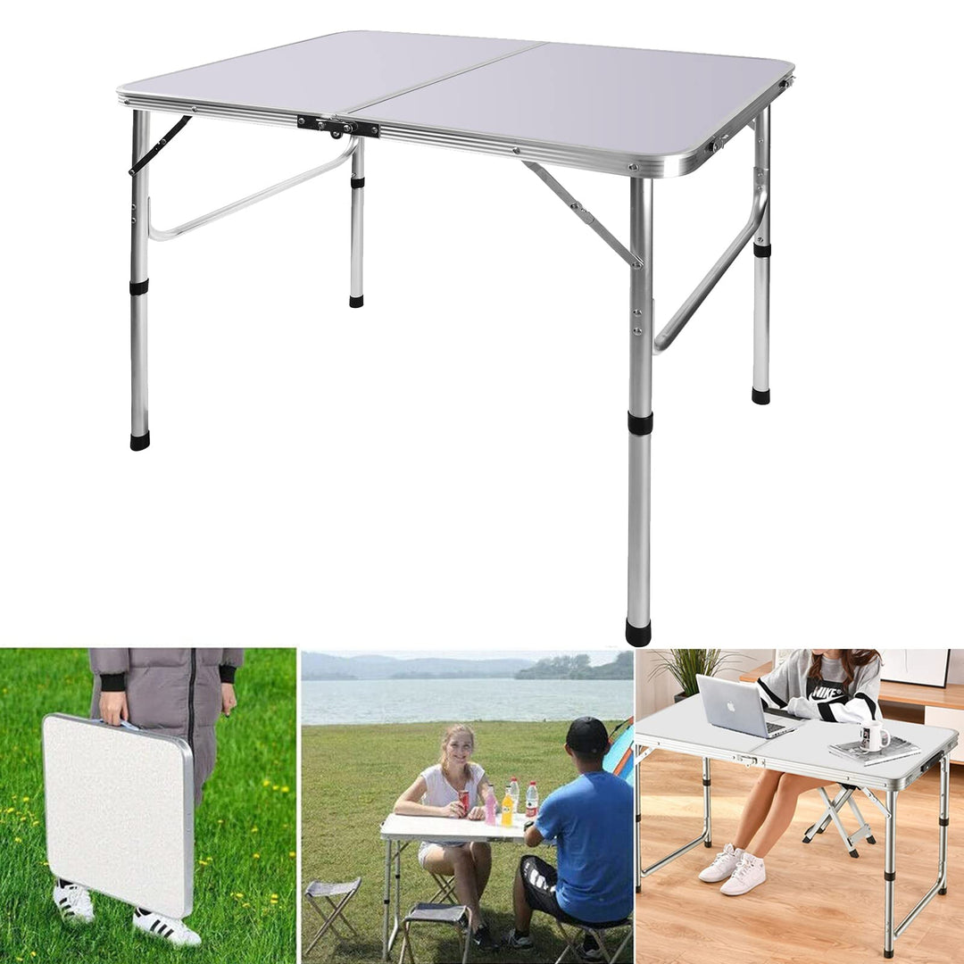 90cm Faltbarer Campingtisch, tragbarer Faltbarer Picknicktisch mit stabilen Aluminiumbeinen und Trag