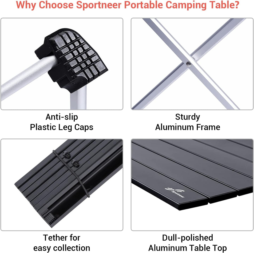 Campingtisch Klapptisch Camping, Aluminium Klapptisch Camping Tisch Faltbarer Picknick-Tisch Tragbar