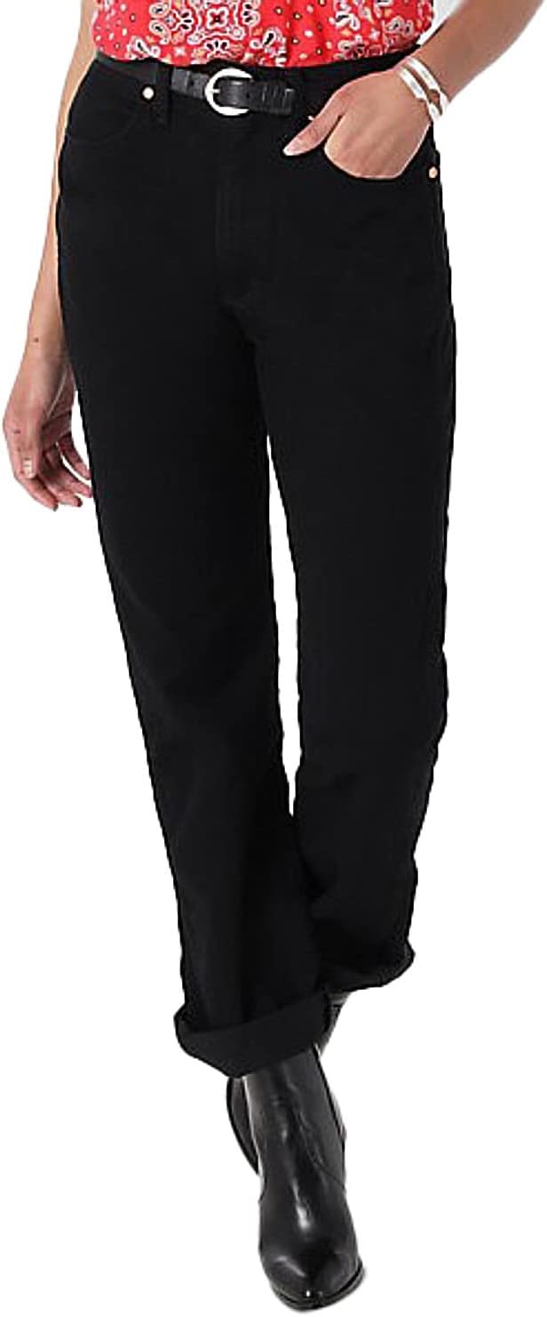 Wrangler Damen Cowboy-Schnitt, hohe Taille, Passform, schmal zulaufendes Bein Jeans ^ Schwarz, ^ Sch