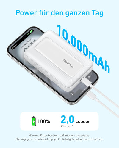 Anker Magnetische Powerbank, kompaktes 10.000mAh Ladegerät mit 30W Max. Schnellladen, kabellos und p