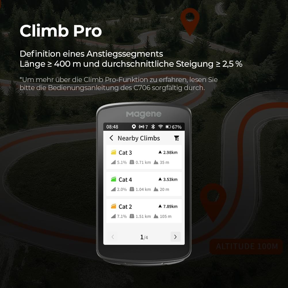 Magene C706 GPS Fahrradcomputer, Kartennavigation, 3,3-Zoll-Farb-Touchscreen, Dualband-Positionierun