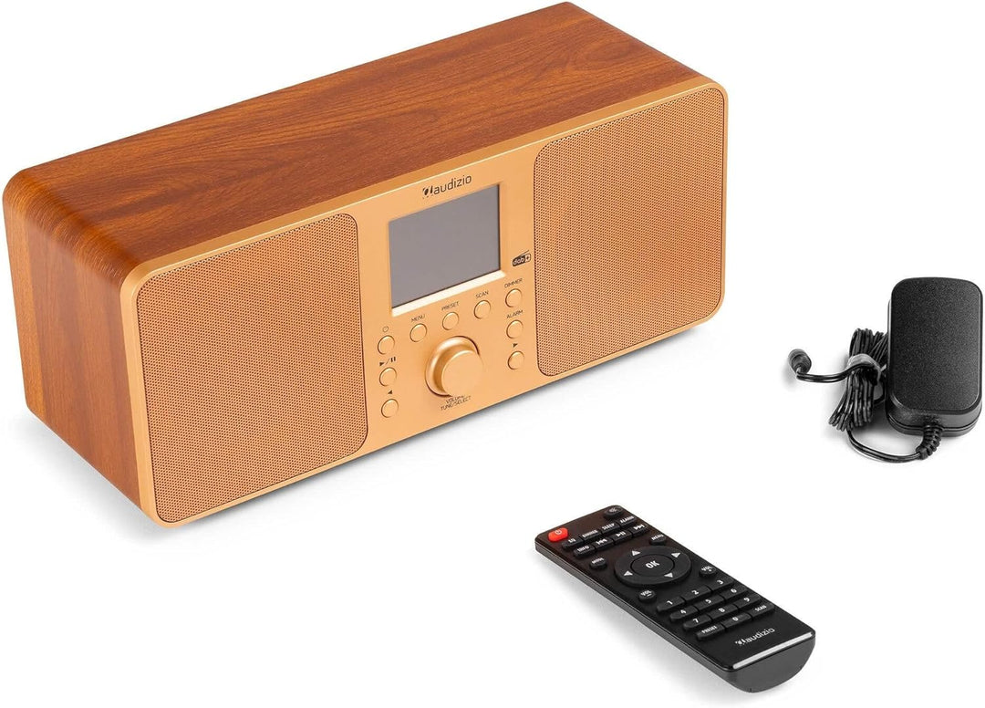 Audizio Genua DAB Radio mit Bluetooth – Stereo DAB Plus Radio mit Fernbedienung, 60 Speicherplätze,