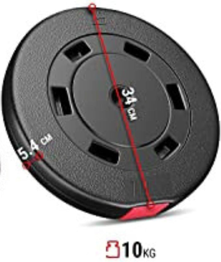 Hop-Sport Hantelscheiben-Set 5, 10, 20, 30 kg Kunststoff Gewichte 30 mm Hanteln Gewichtsscheiben 4x5