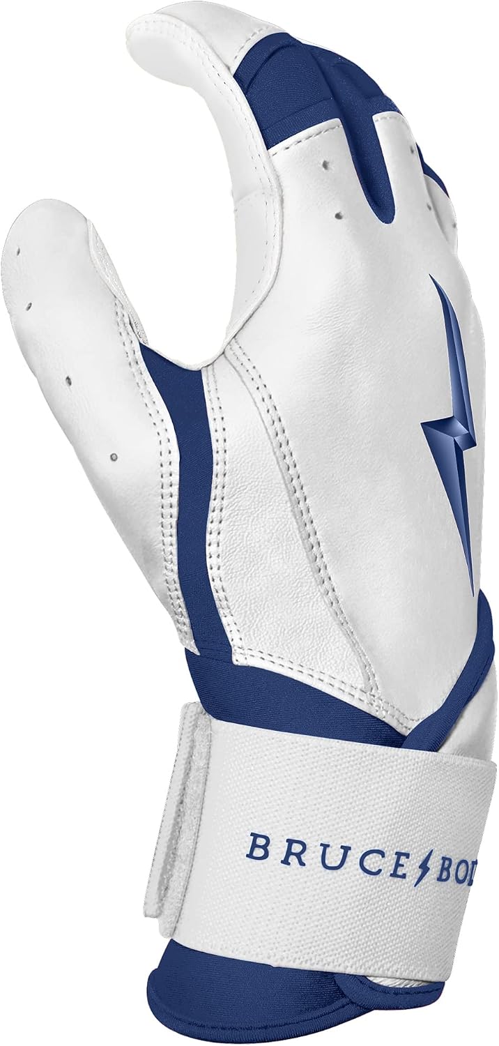Bruce Bolt Chrome Series Long Cuff Batting Glove Marineblau YTH Small, Marineblau YTH Small