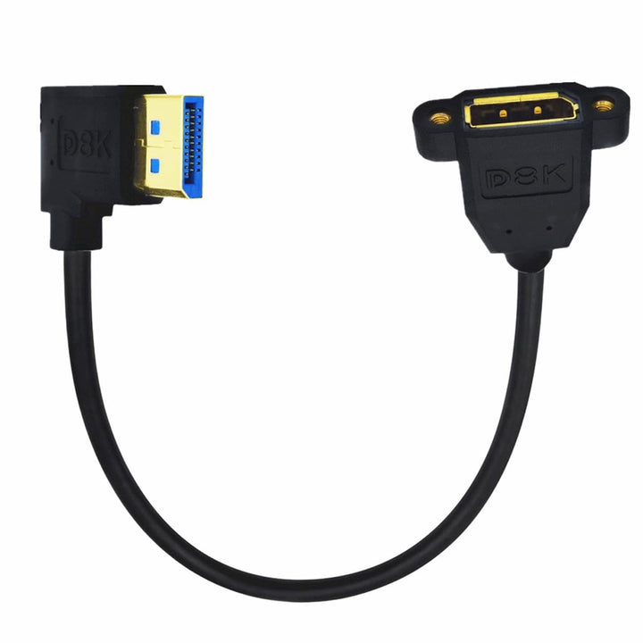 CY Kabel 8K DisplayPort Display Port Stecker auf Buchse Verlängerungskabel 90 Grad abgewinkelt links