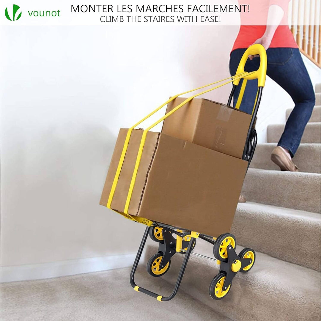 VOUNOT Einkaufstrolley Treppensteiger mit Kühlfach und Klappsitz, Einkaufswagen Klappbar mit 3 Räder