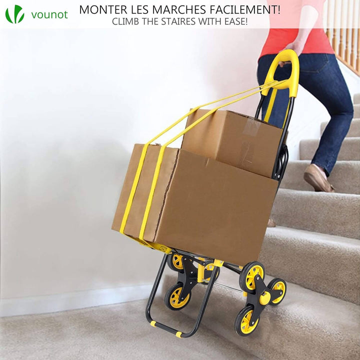 VOUNOT Einkaufstrolley Treppensteiger mit Kühlfach und Klappsitz, Einkaufswagen Klappbar mit 3 Räder