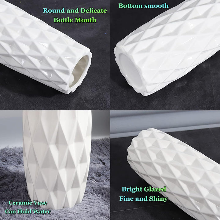 KSYGINXD Weisse Bodenvase, 45,7 cm hoch, dekorative Tischvase aus Keramik, für Wohnzimmer, stabiler