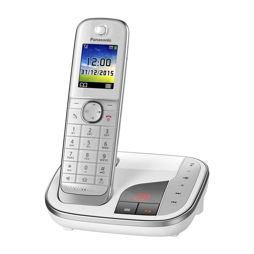 Panasonic KX-TGJ320GW Familien-Telefon mit Anrufbeantworter (schnurloses Telefon, strahlungsarm, Anr