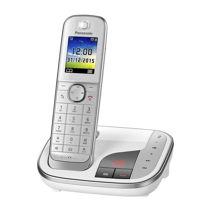 Panasonic KX-TGJ320GW Familien-Telefon mit Anrufbeantworter (schnurloses Telefon, strahlungsarm, Anr