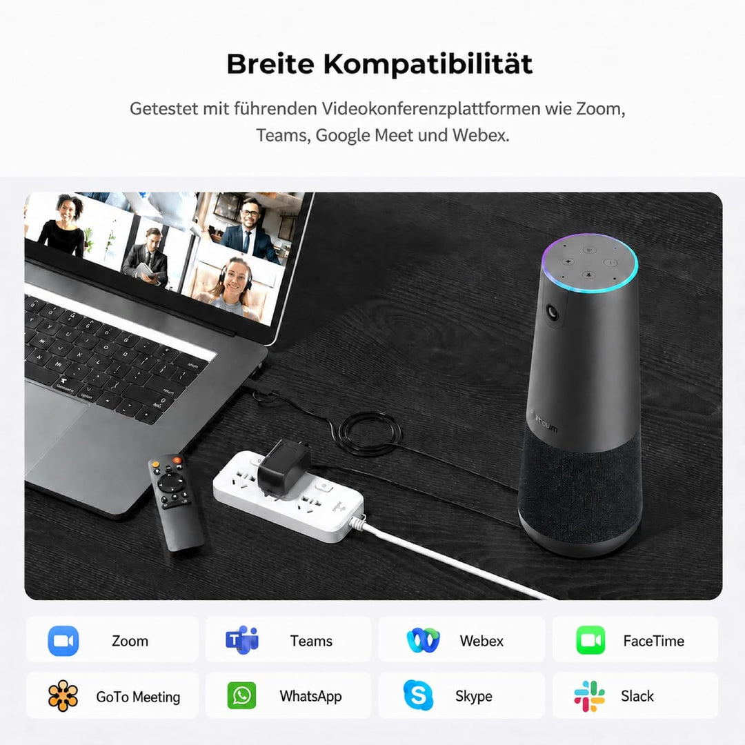 Nuroum C40(2nd Gen) 4K Videokonferenz-Webcam mit Mikrofon und Lautsprecher, 8MP CMOS Sensor,5X Zoom,