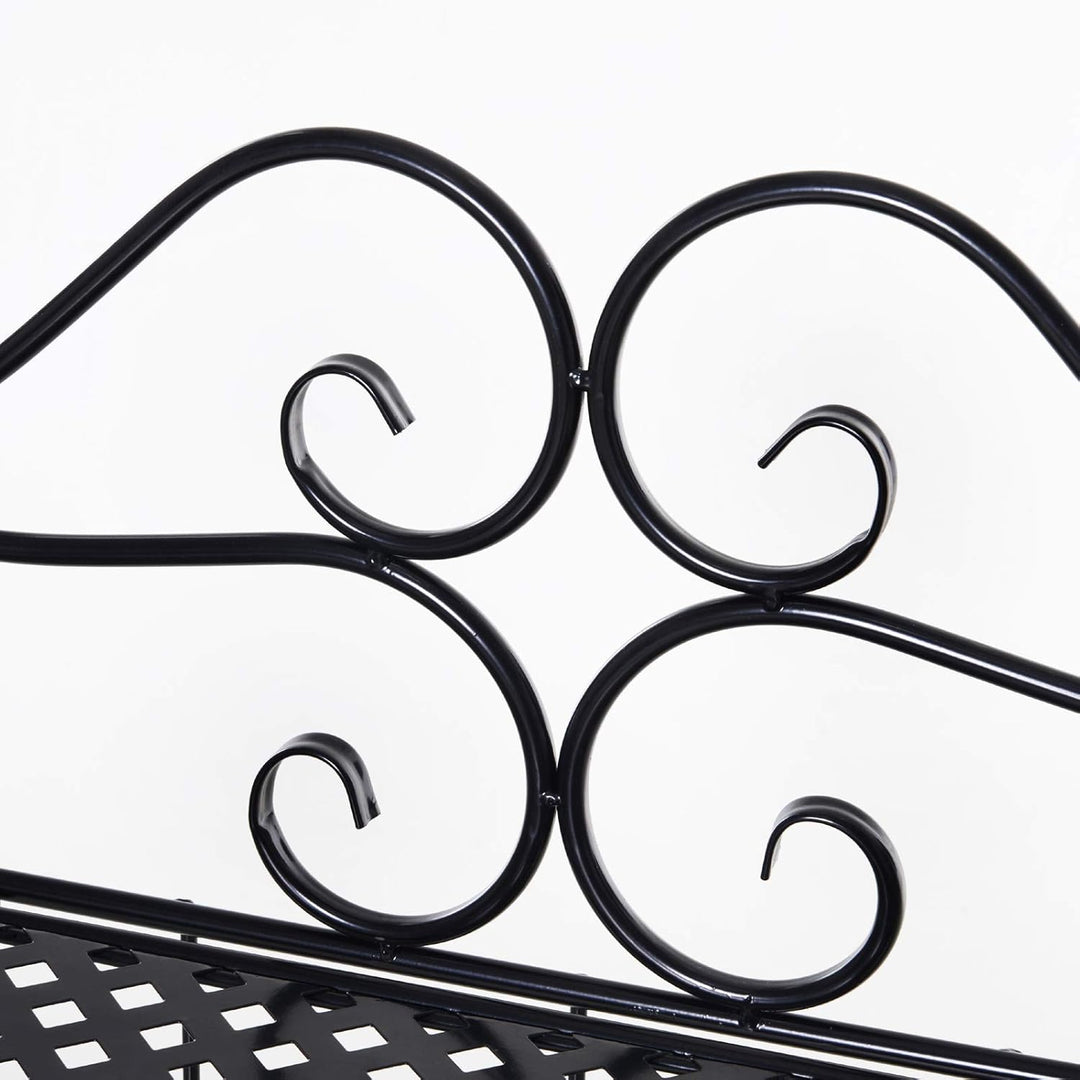 Outsunny Pflanzenregal, Gartenregal, Blumenregal, Blumentreppe mit 3 Ablagen, Metall Schwarz 56 x 30