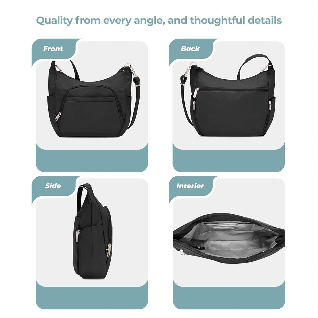 Travelon Damen Diebstahlsicher Umhängetasche, Scharz, 25 Zoll EU 25 Zoll Scharz, 25 Zoll Scharz