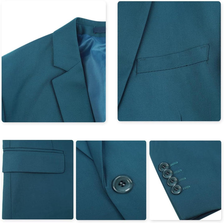 Anzug Herren Slim Fit 3 Teilig Anzüge Herrenanzug Sakko für Hochzeit Business XS Blau, XS Blau
